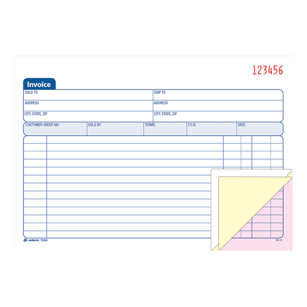 slide 2 of 2, Adams Carbonless Invoice Book, 3-Part - Multicolor, 5 9/16 in x 8 1/2 in