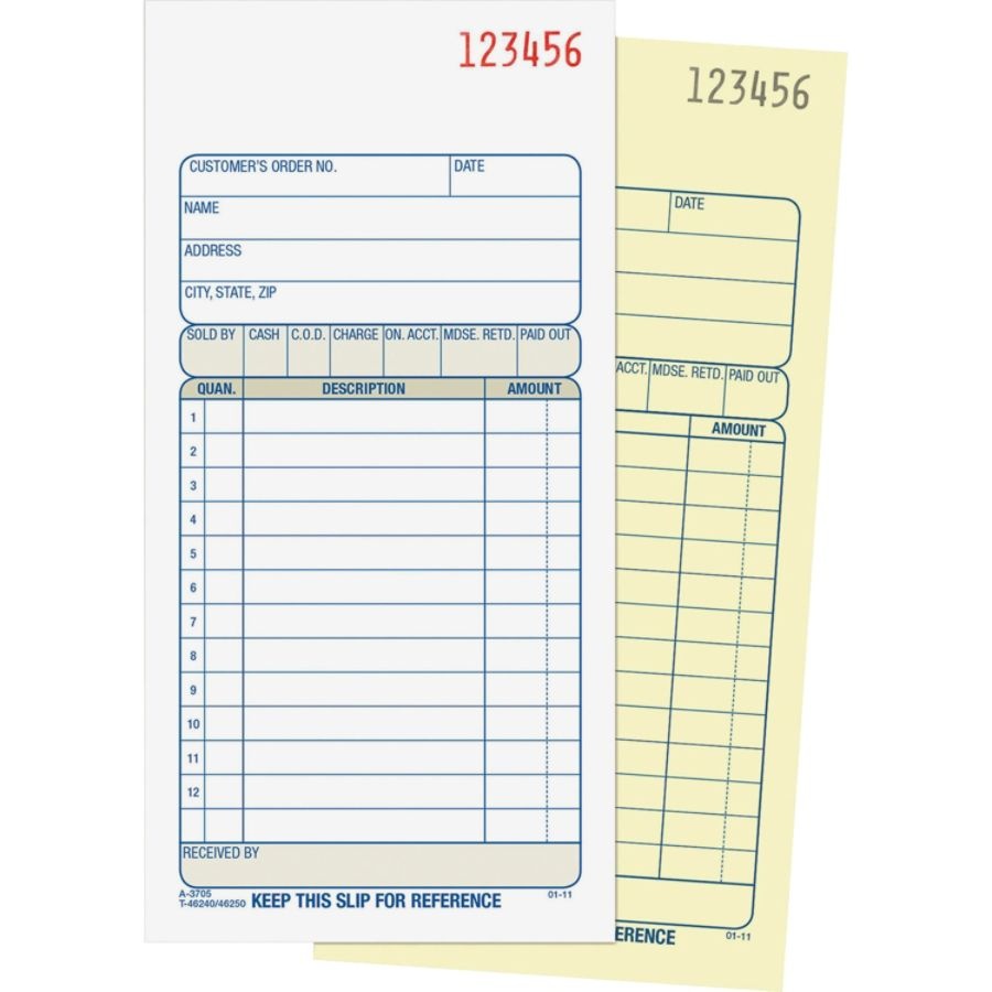 slide 5 of 5, Adams Carbonless 2-Part Sales Book, 50 ct; 3 11/32 in x 7 3/16 in