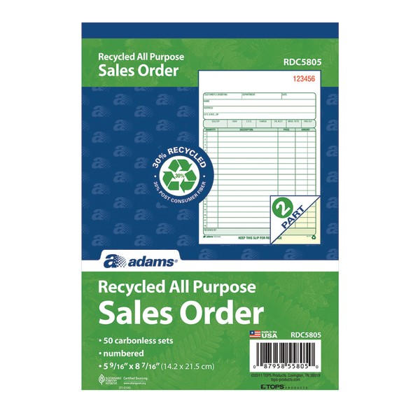 slide 2 of 2, Adams 30% Recycled Carbonless General Purpose Book, 1 ct