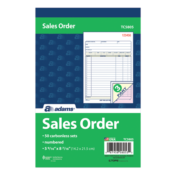 slide 6 of 7, Adams Carbonless 3-Part Sales Book, 50 ct; 5 9/16 in x 8 7/16 in