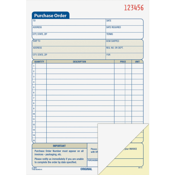 slide 3 of 5, Adams 2-Part Carbonless Purchase Order Book, 50 ct; 5 9/16 in x 8 7/16 in