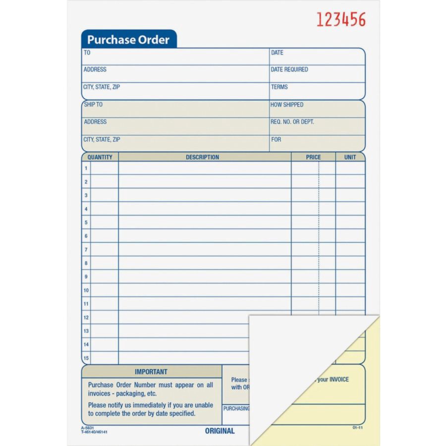 slide 5 of 5, Adams 2-Part Carbonless Purchase Order Book, 1 ct