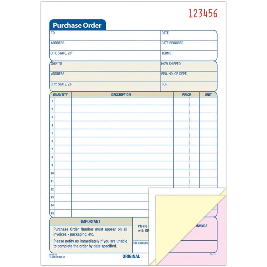 slide 2 of 5, Adams 3-Part Carbonless Purchase Order Book, 1 ct