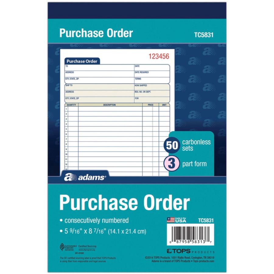slide 4 of 5, Adams 3-Part Carbonless Purchase Order Book, 1 ct