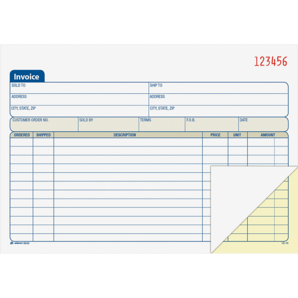 slide 5 of 5, Adams Carbonless Invoice Books, 2-Part, 8 7/16'' X 5 9/16'', Pack Of 50, 1 ct