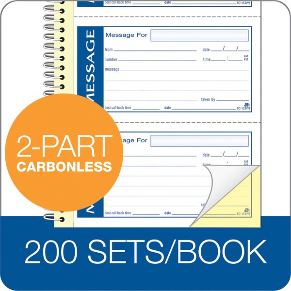 slide 4 of 8, Adams Write N' Stick Phone Message Book - Canary & White, 200 ct; 11 in x 5 1/4 in