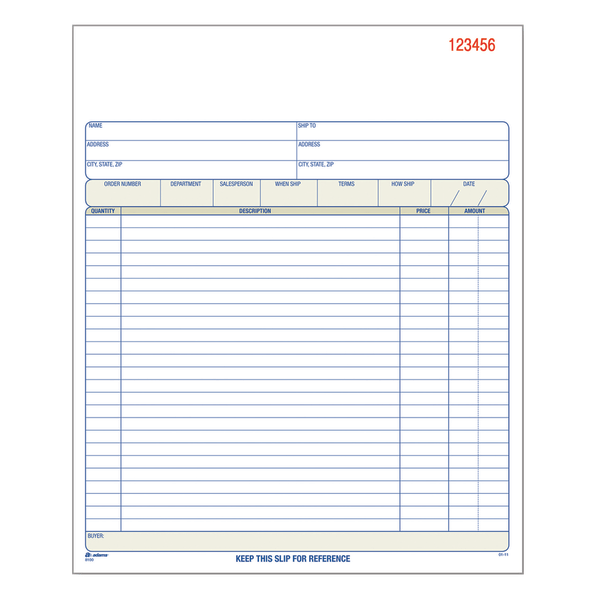 slide 1 of 2, Adams 2-Part Carbonless Sales Order Book - White & Canary, 8 3/8 in x 10 11/16