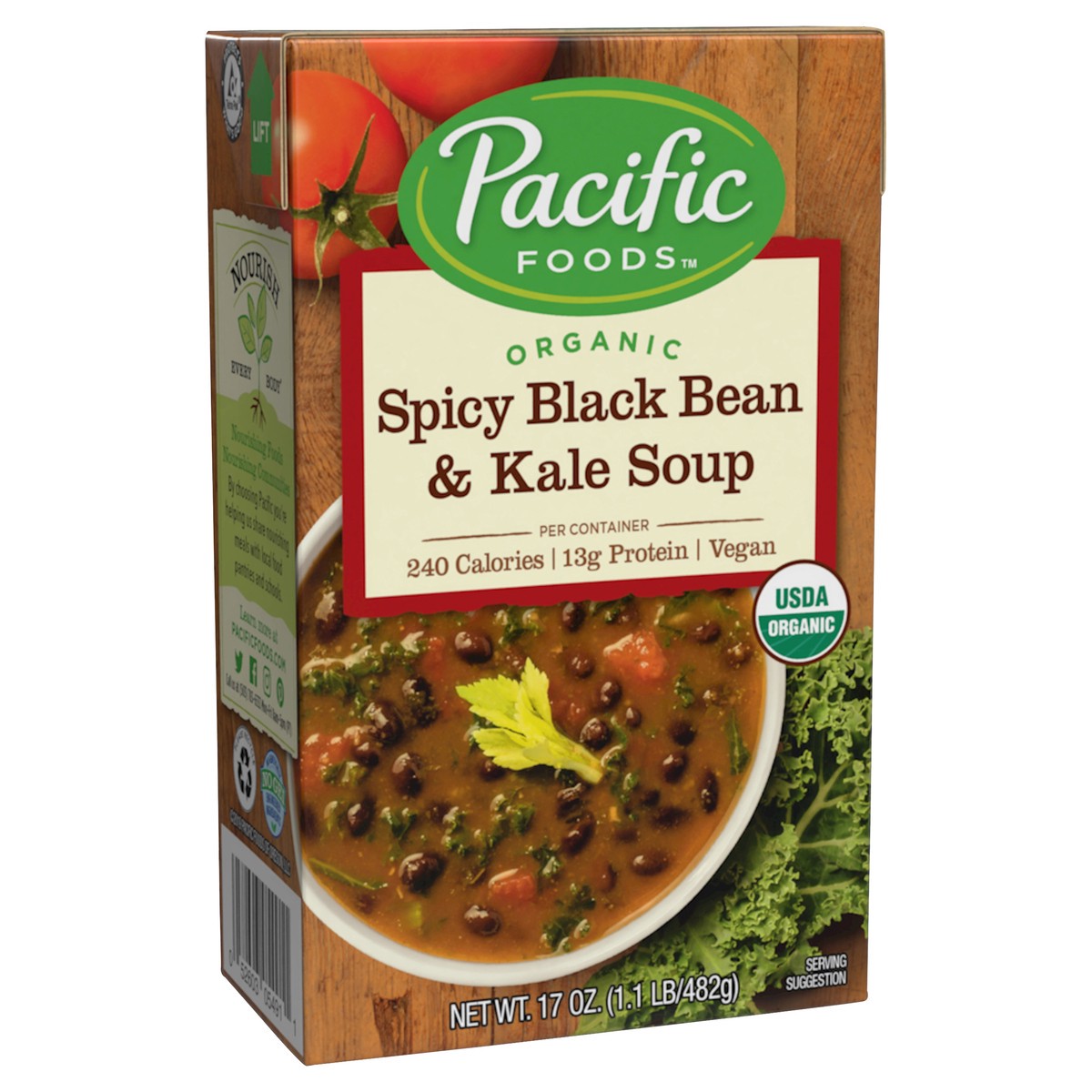 slide 4 of 8, Pacific Foods Organic Spicy Black Bean & Kale Soup, 17oz, 17 oz
