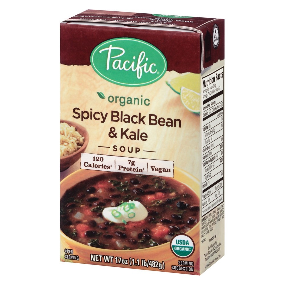 slide 5 of 6, Pacific Organic Spicy Black Bean & Kale Soup, 17 oz