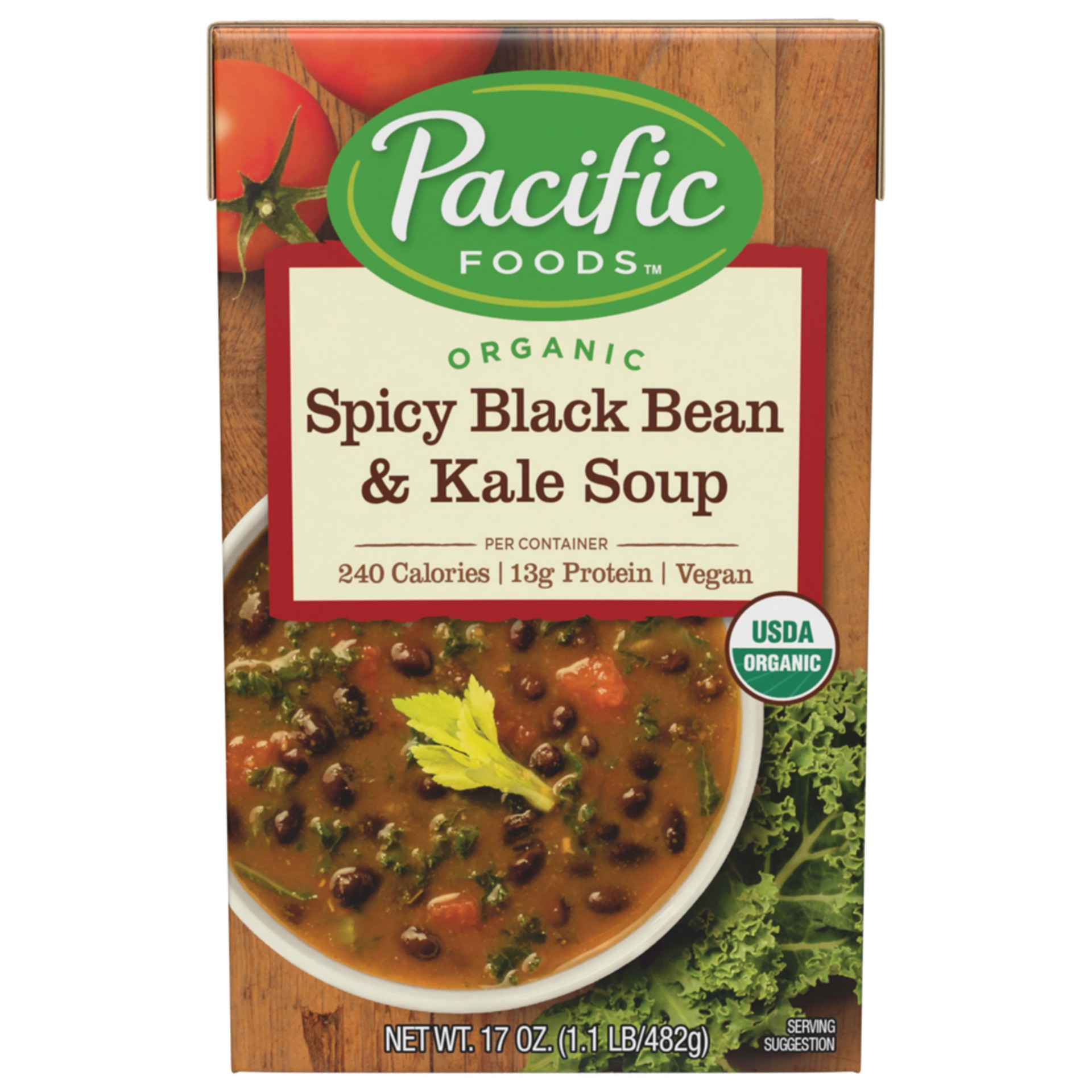 slide 1 of 8, Pacific Foods Organic Spicy Black Bean & Kale Soup, 17oz, 17 oz