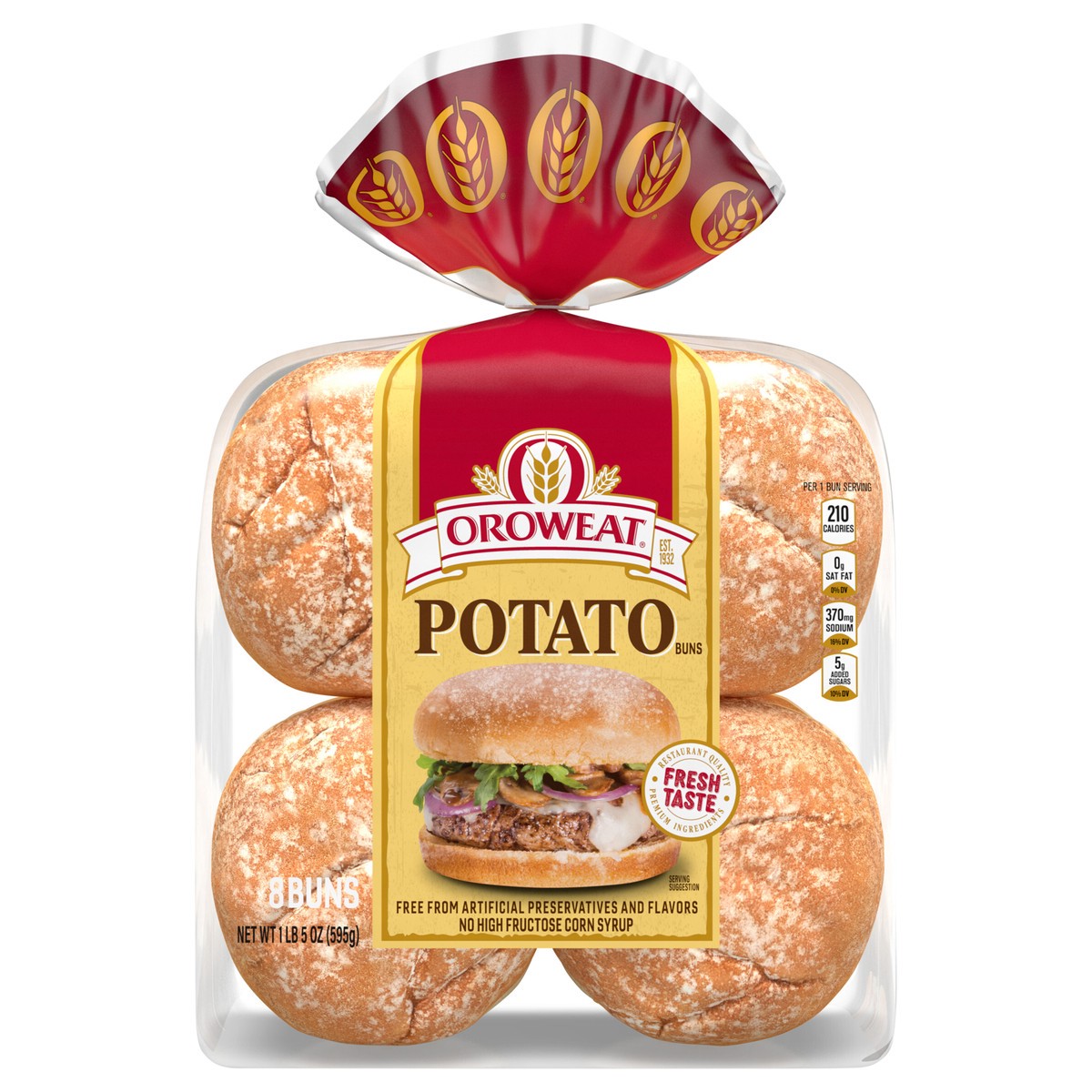 slide 1 of 10, Oroweat Potato Buns, 8 count, 21 oz, 8 ct; 21 oz