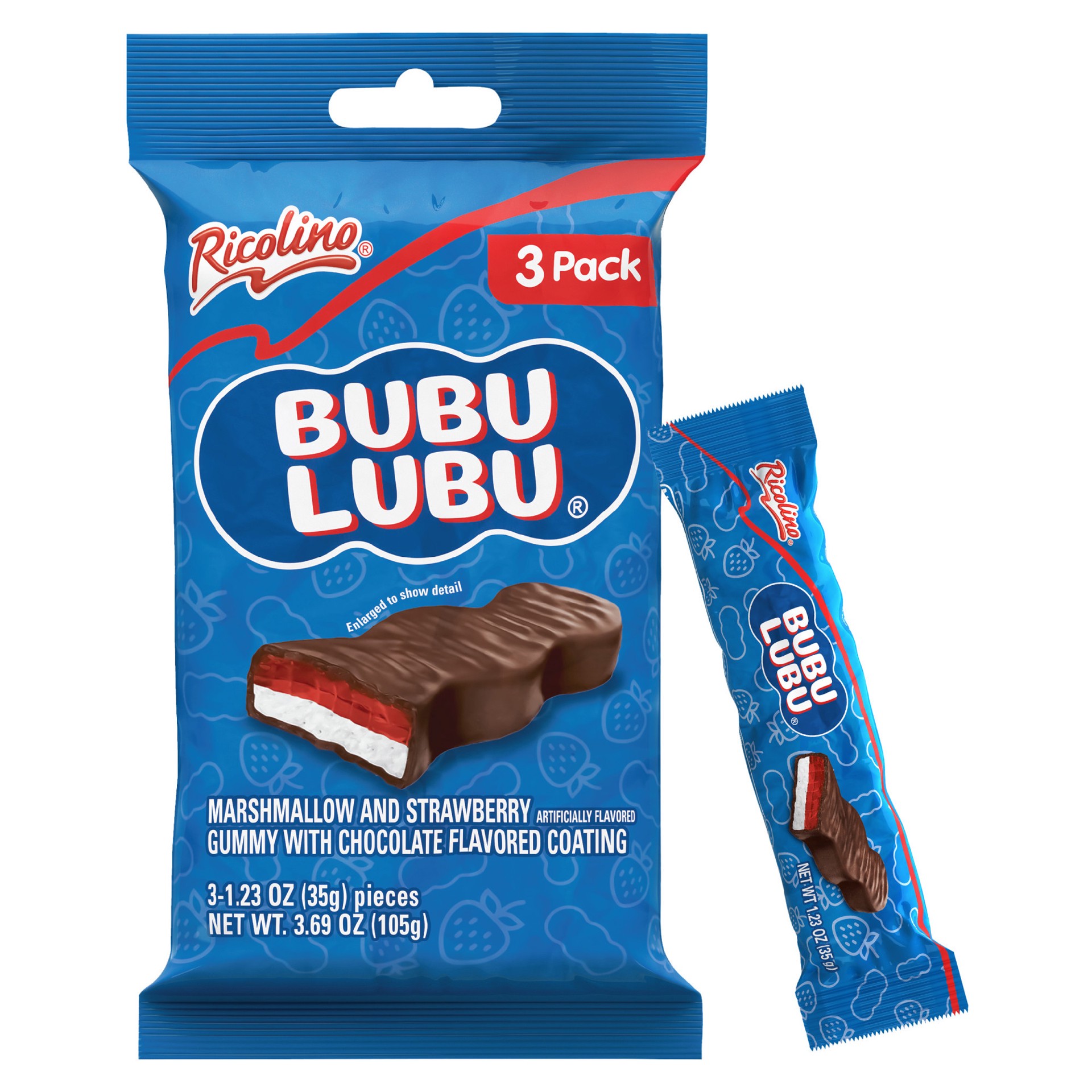 slide 1 of 5, Ricolino Bubulubu  Chocolate Marshmallow Bar, 35 gram