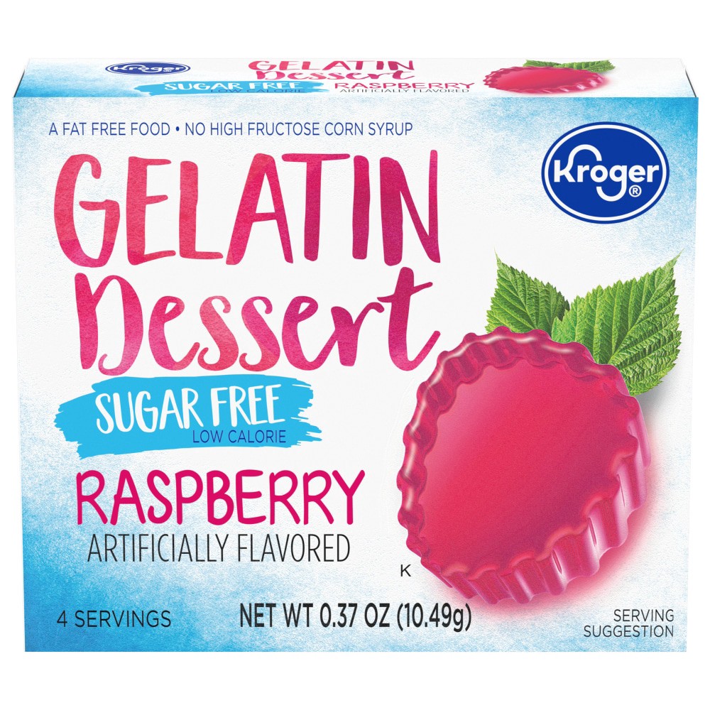slide 1 of 6, Kroger Sugar Free Raspberry Gelatin Dessert Mix, 0.37 oz
