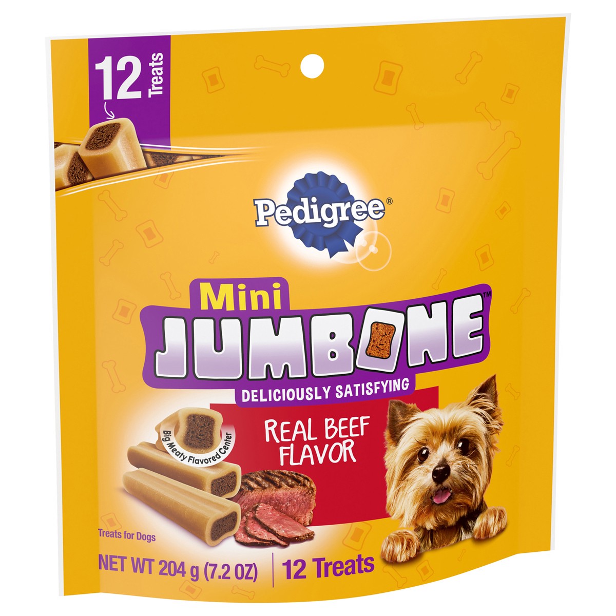 slide 2 of 9, PEDIGREE MINI JUMBONE Small Dog Treats Real Beef Flavor, 7.2 oz. Pack (12 Treats), 7.2 oz