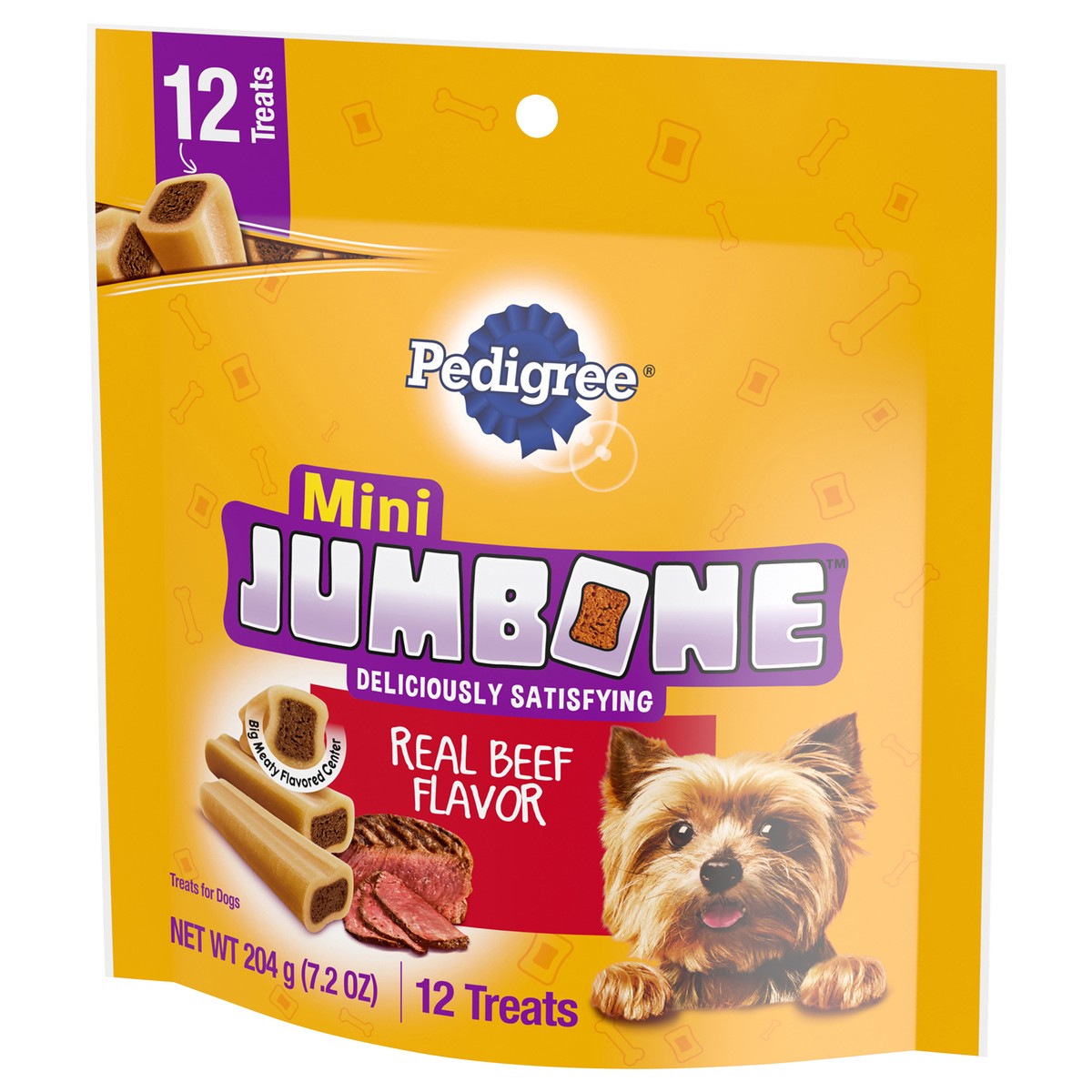 slide 3 of 9, PEDIGREE MINI JUMBONE Small Dog Treats Real Beef Flavor, 7.2 oz. Pack (12 Treats), 7.2 oz