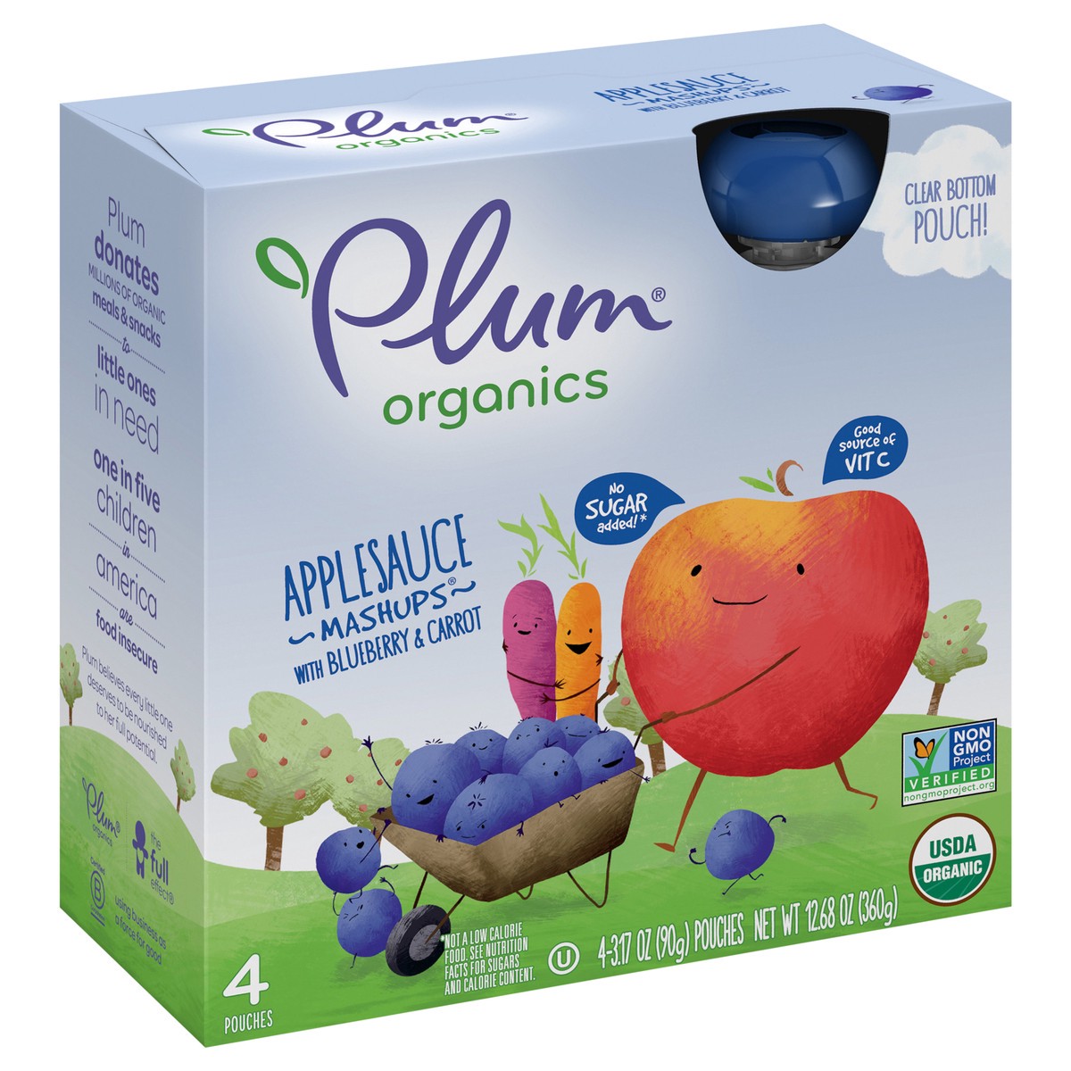 slide 3 of 9, Plum Organics Mashups Applesauce, Blueberry & Carrot 3.17oz Pouch-4-Pack, 4 ct
