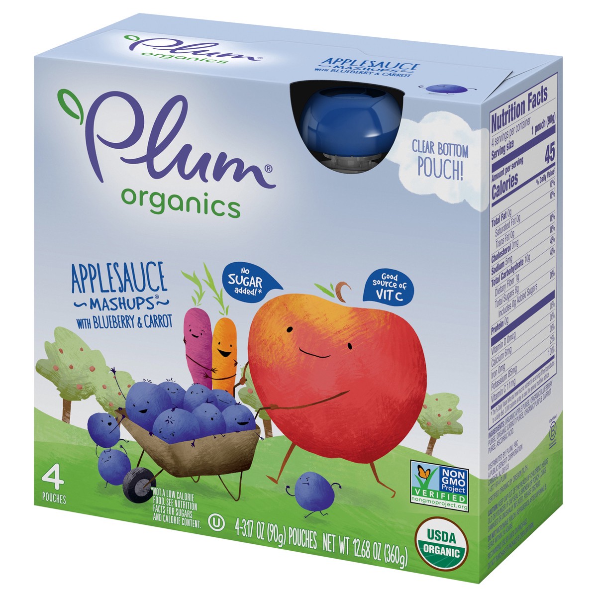 slide 2 of 9, Plum Organics Mashups Applesauce, Blueberry & Carrot 3.17oz Pouch-4-Pack, 4 ct