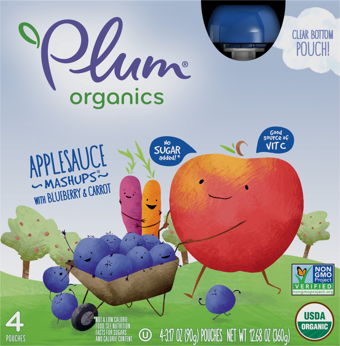 slide 6 of 9, Plum Organics Mashups Applesauce, Blueberry & Carrot 3.17oz Pouch-4-Pack, 4 ct