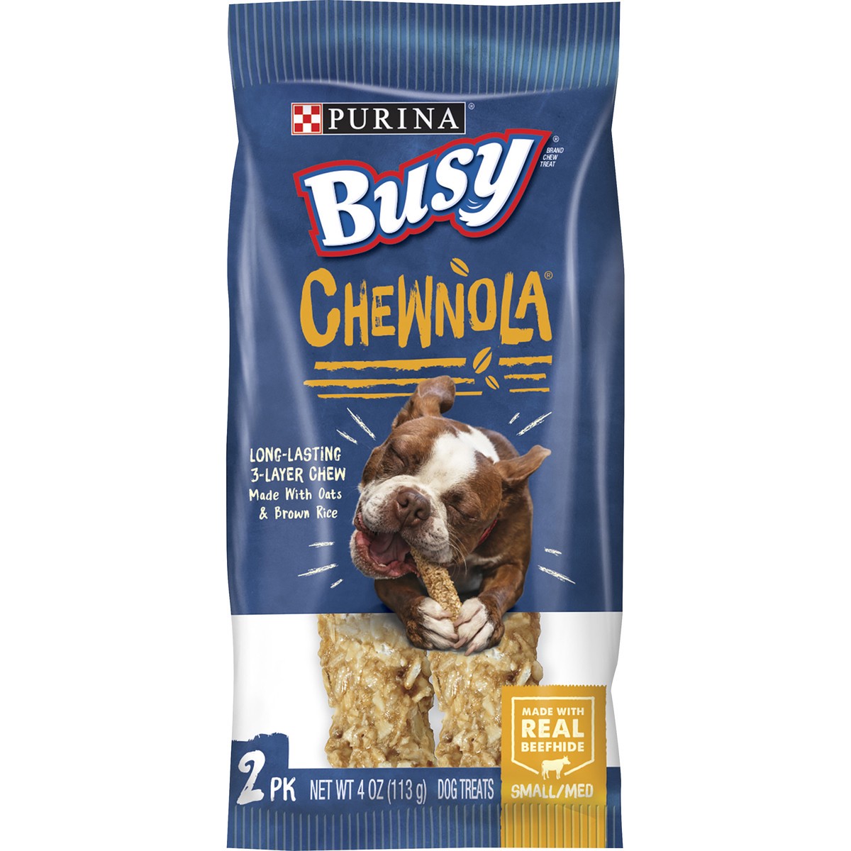 slide 1 of 9, Busy Beef, Chewnola with Oats and Brown Rice Dry Dental Dog Treats - 4oz, 2 ct