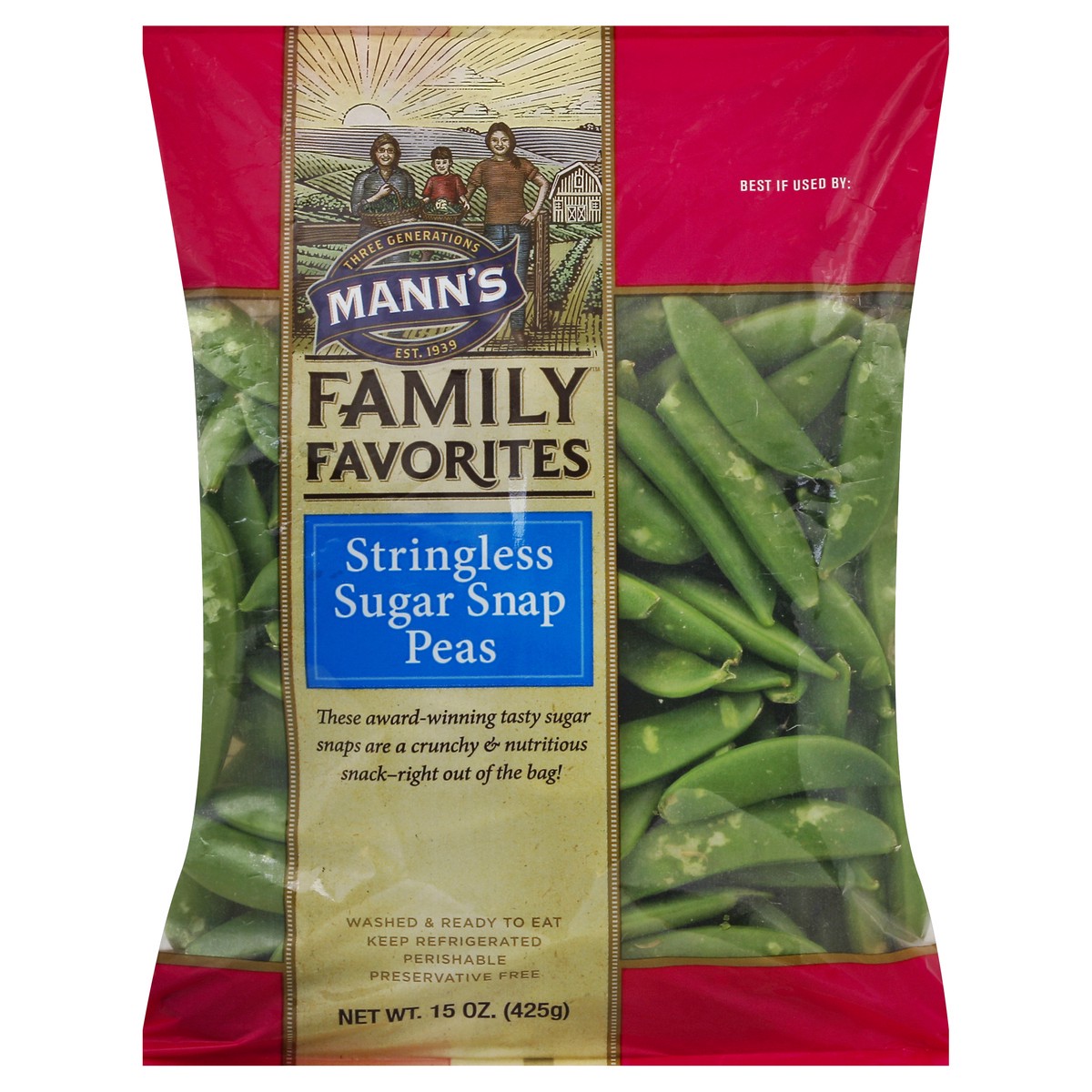 slide 2 of 6, Mann's Family Favorites Stringless Sugar Snap Peas, 15 oz, 15 oz