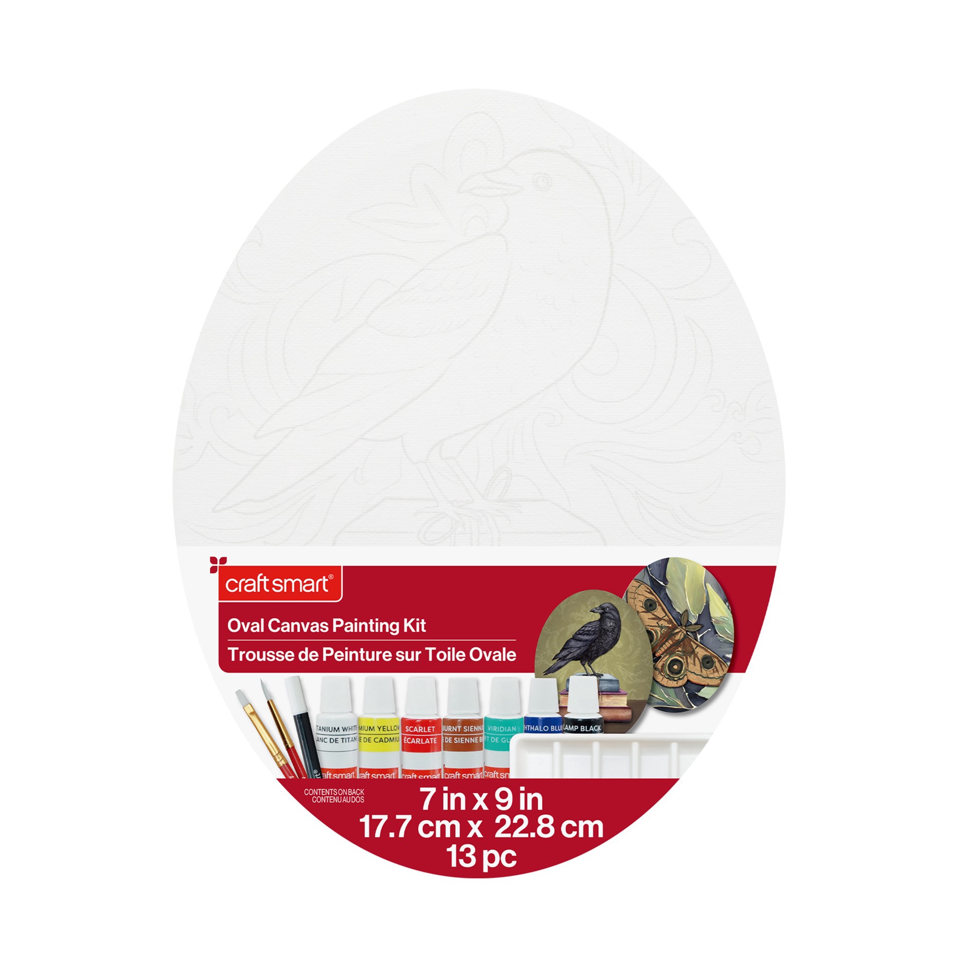 slide 4 of 6, 7" X 9" Raven & Moth Oval Canvas Painting Kit By Craft Smart, 7 in x 9 in