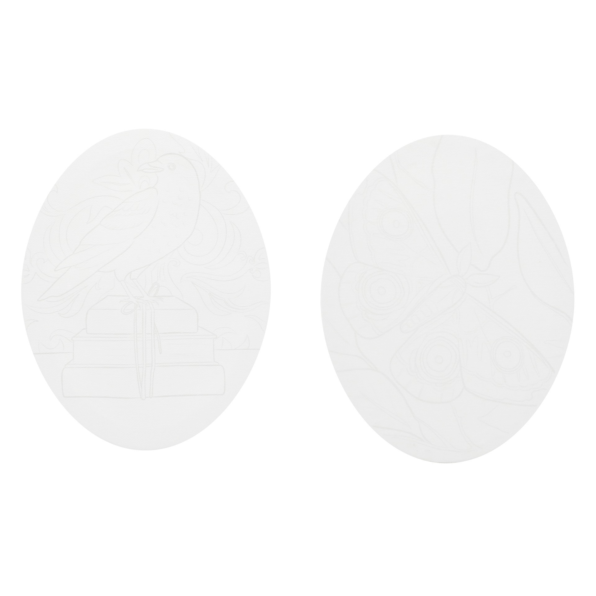 slide 3 of 6, 7" X 9" Raven & Moth Oval Canvas Painting Kit By Craft Smart, 7 in x 9 in