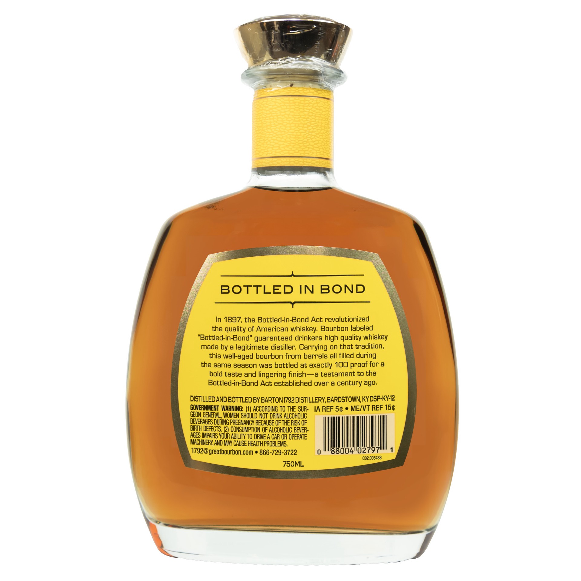 slide 2 of 2, 1792 Bottled In Bond Kentucky Straight Bourbon Whiskey, 750 mL Bottle, 100 Proof, 750 ml