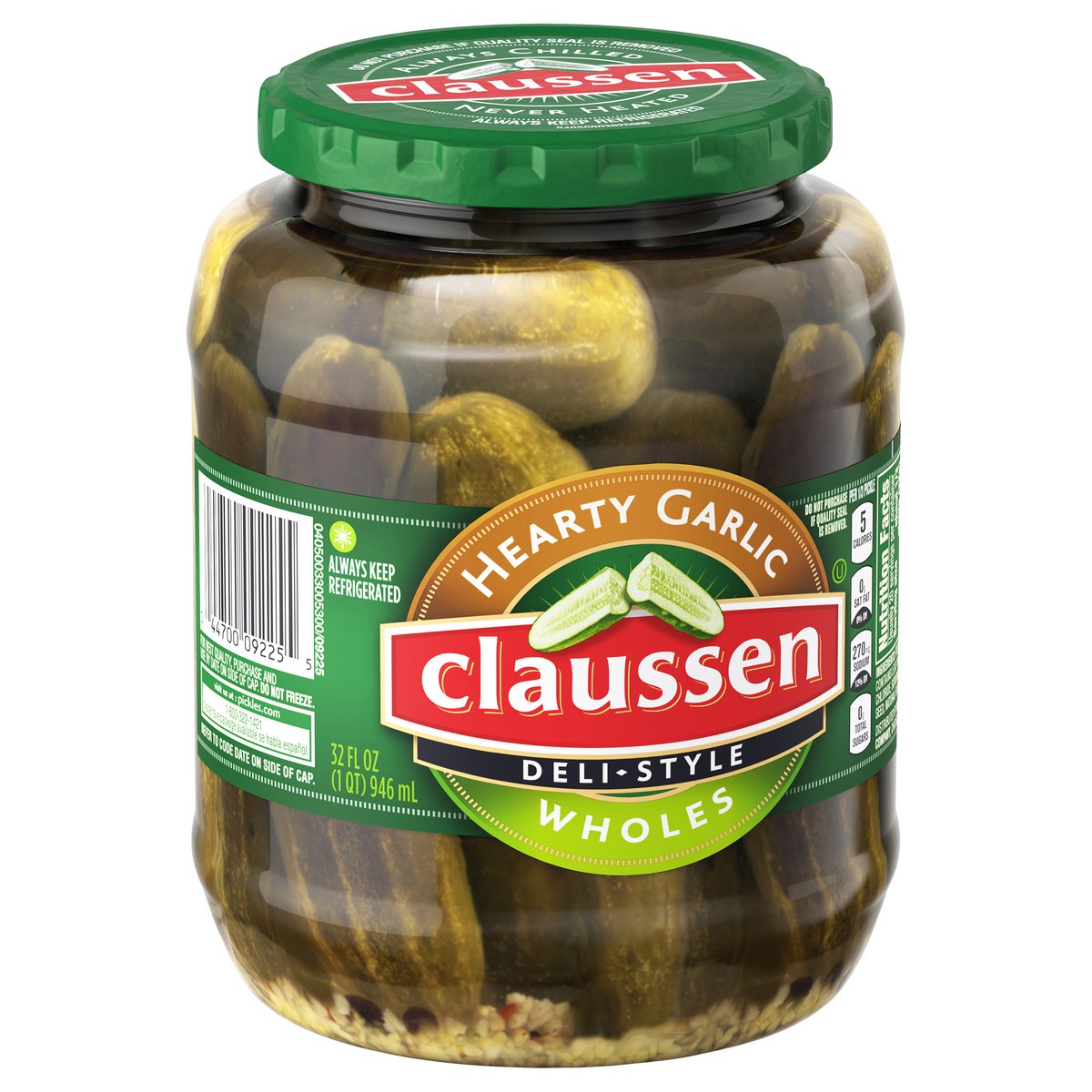 slide 3 of 9, Claussen Hearty Garlic Pickle Wholes, 32 fl. oz. Jar, 32 oz