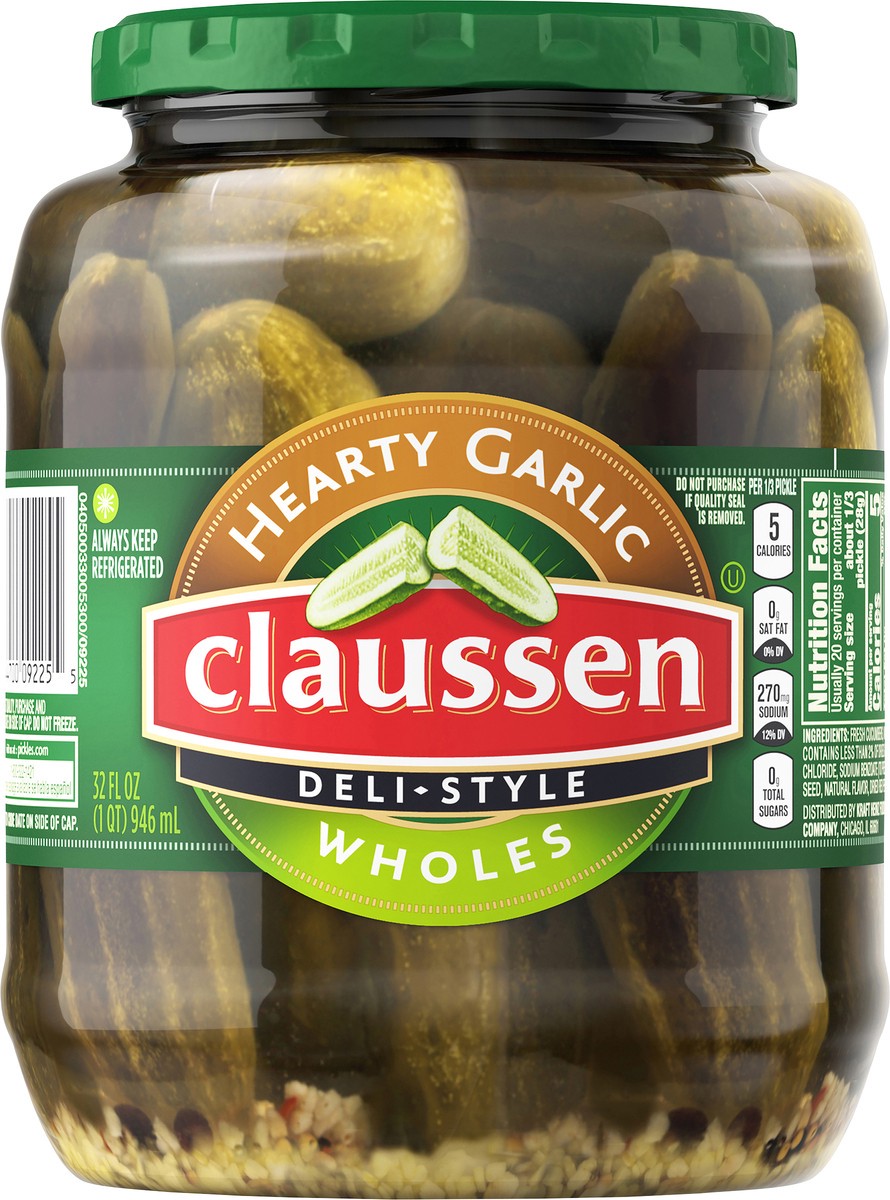 slide 8 of 9, Claussen Hearty Garlic Pickle Wholes, 32 fl. oz. Jar, 32 oz