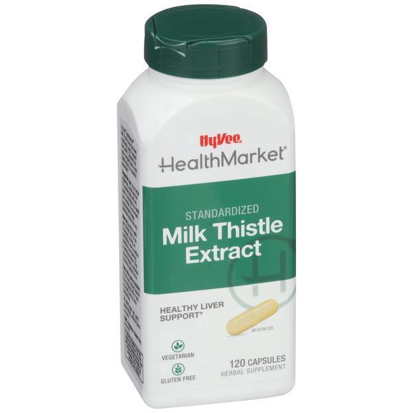 slide 1 of 1, Hy-Vee Healthmarket All Natural Milk Thistle Extract Vegetarian Capsules, 120 ct
