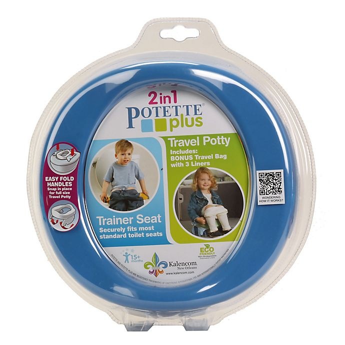 slide 1 of 3, Potette Plus 2-in-1 Travel Potty and Trainer Seat - Blue, 1 ct