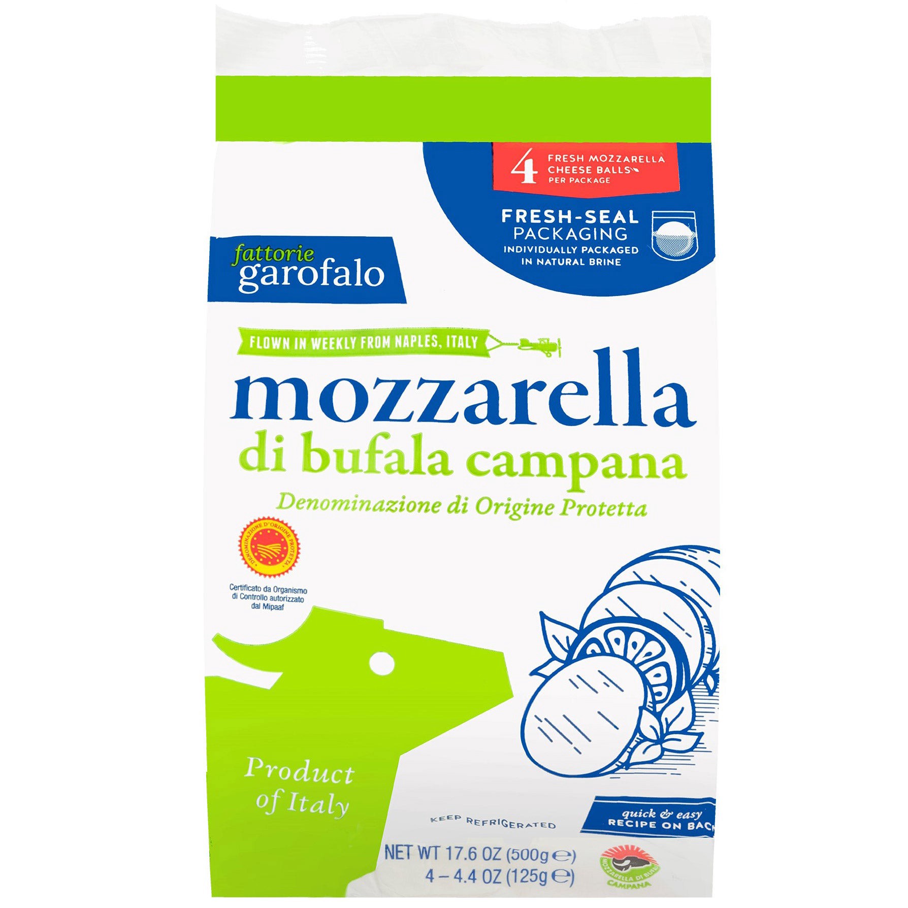 slide 1 of 1, Fattorie Garafalo Mozzarella Di Bufala Campana, 4.4 oz, 4 count, 