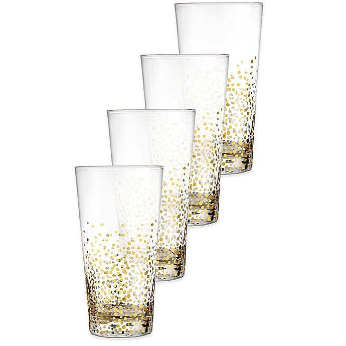 slide 2 of 2, Fitz and Floyd Luster Highball Glasses - Gold, 4 ct