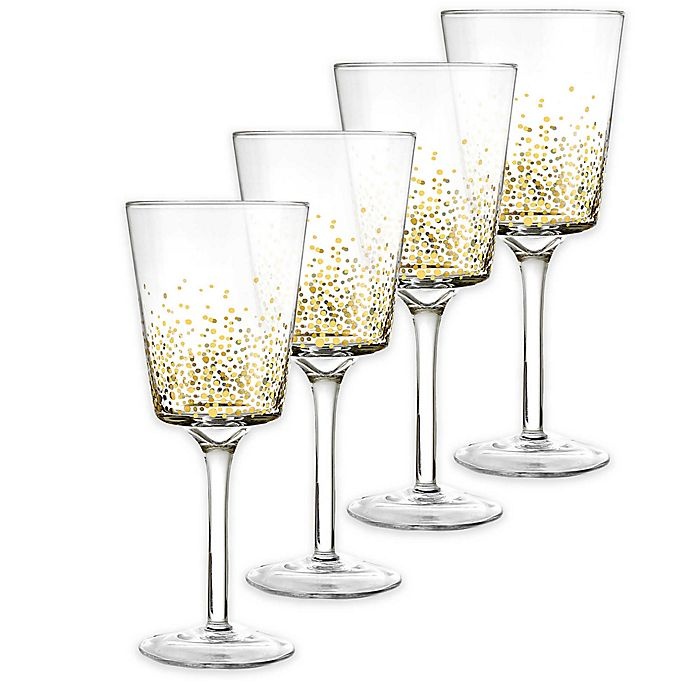 slide 2 of 2, Fitz and Floyd Luster White Wine Glasses - Gold, 4 ct