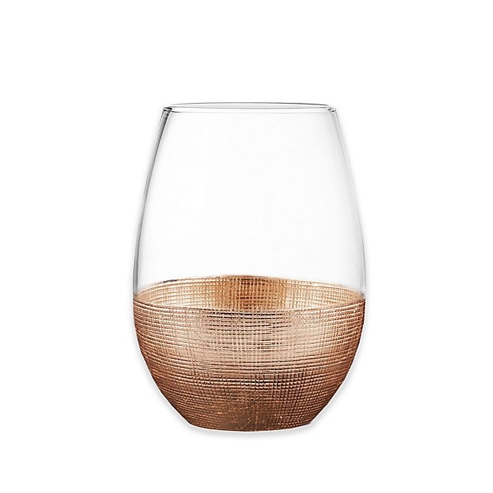 slide 1 of 1, Fitz and Floyd Linen Copper Stemless Wine Glasses, 4 ct