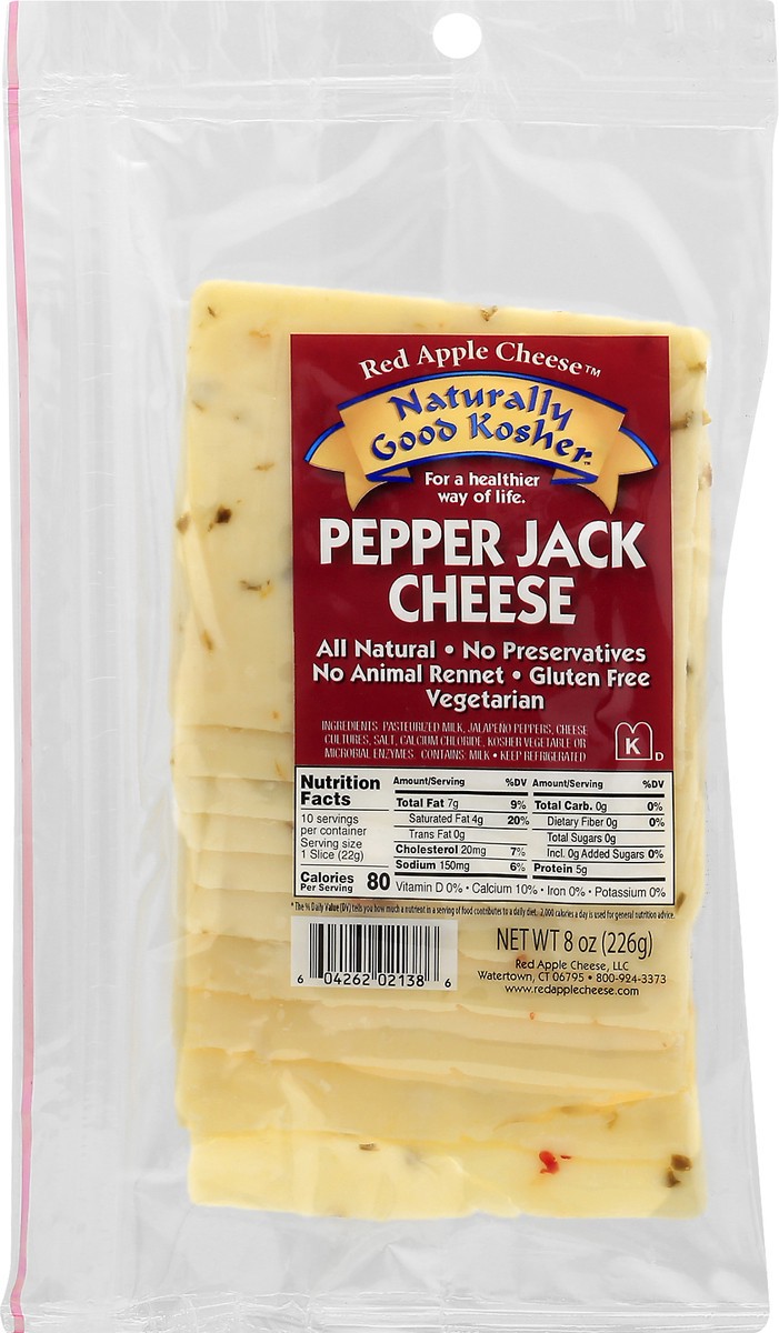 slide 2 of 12, Red Apple Cheese Naturally Good Kosher Pepper Jack Cheese Slices 8 oz, 8 oz