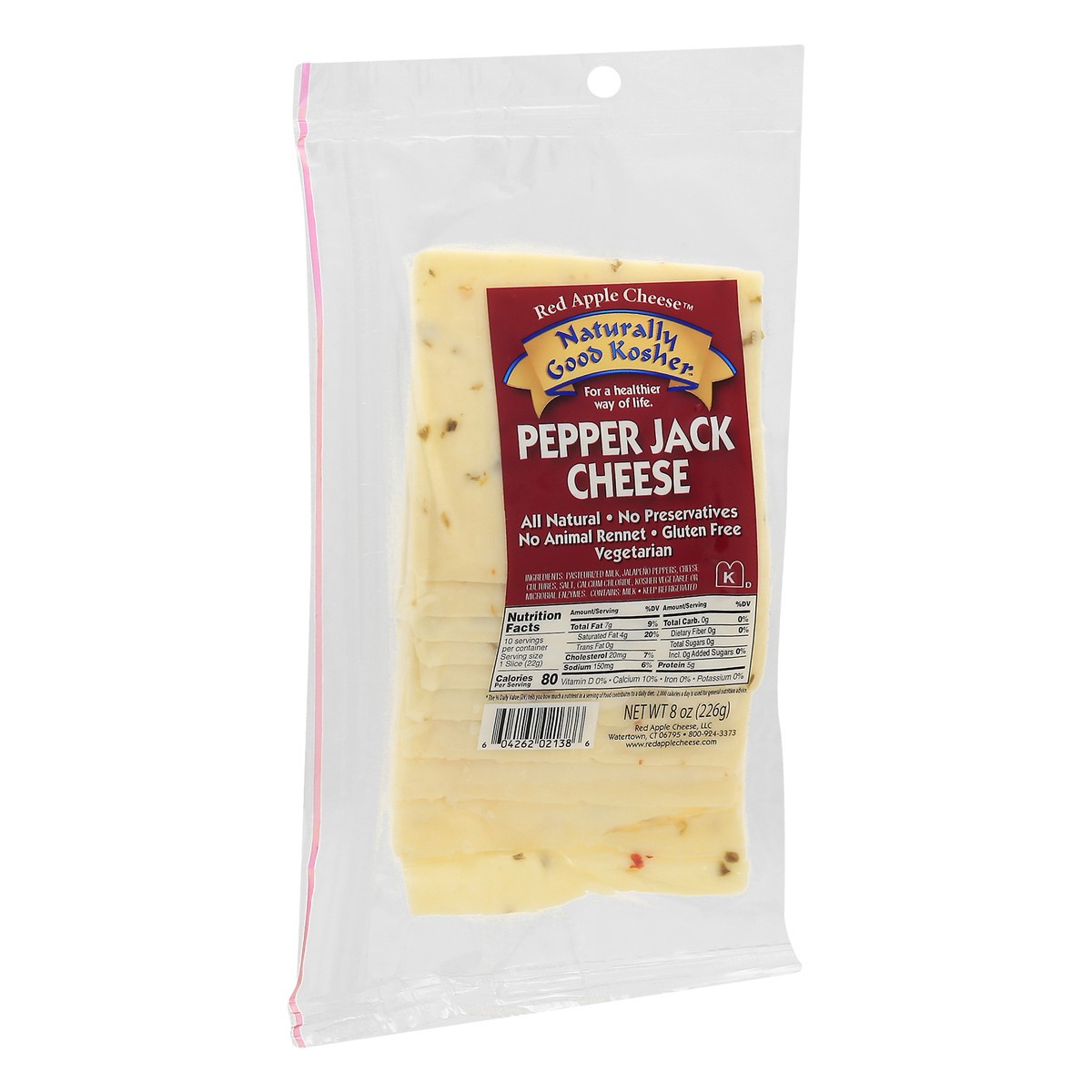 slide 8 of 12, Red Apple Cheese Naturally Good Kosher Pepper Jack Cheese Slices 8 oz, 8 oz