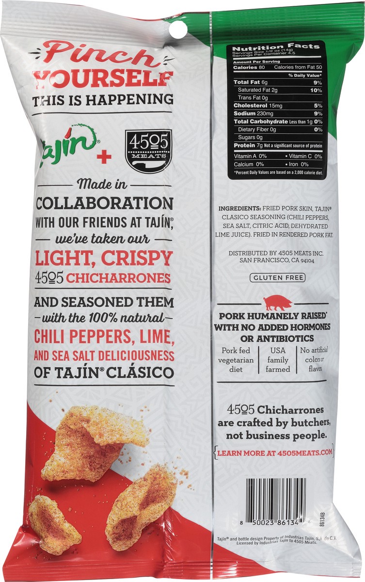 slide 6 of 9, 4505 Meats Tajin Chili Limon Chicharrones Fried Pork Rinds, 2.25 oz