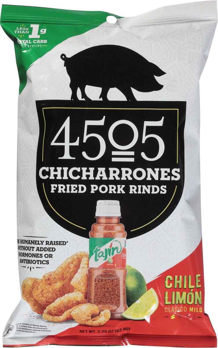 slide 2 of 9, 4505 Meats Tajin Chili Limon Chicharrones Fried Pork Rinds, 2.25 oz