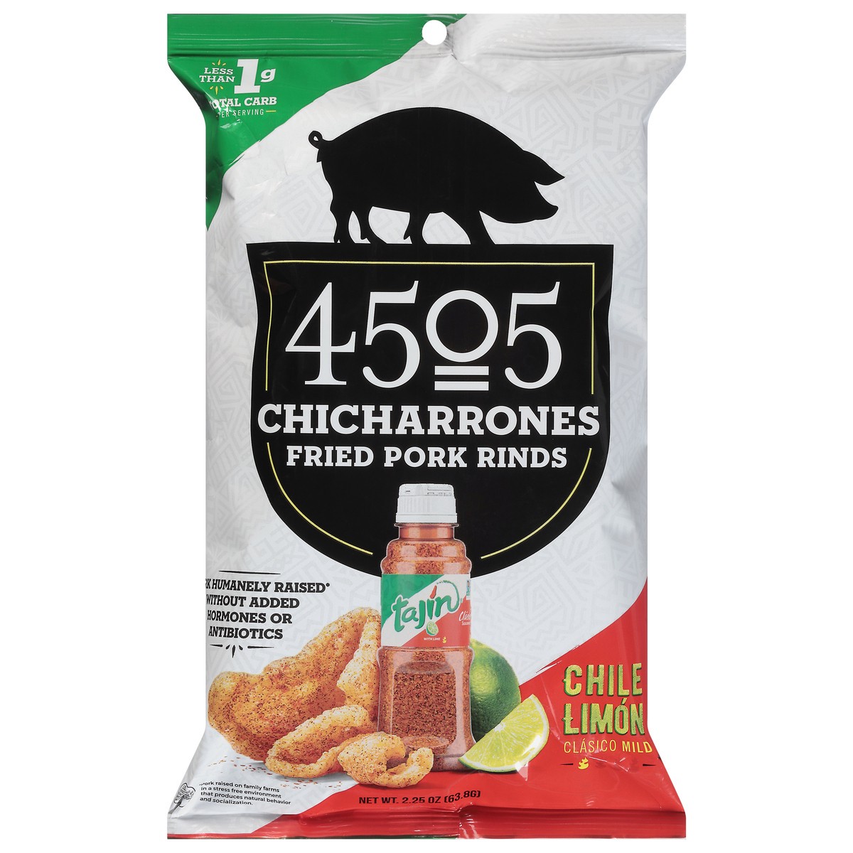 slide 1 of 9, 4505 Meats Tajin Chili Limon Chicharrones Fried Pork Rinds, 2.25 oz