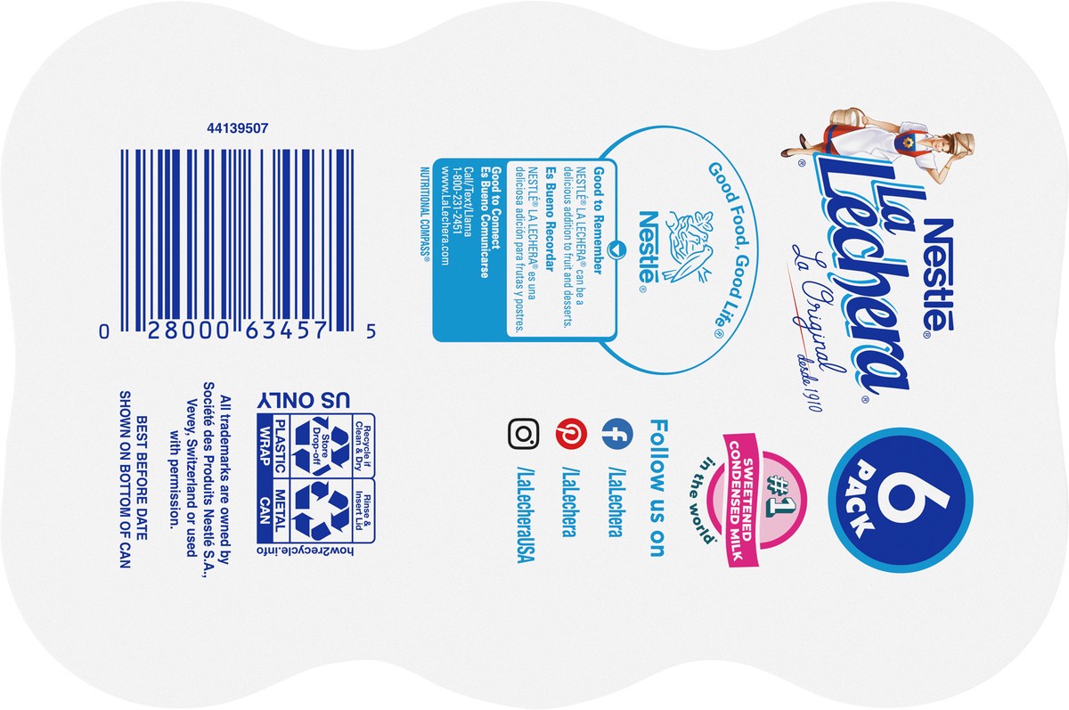 slide 2 of 9, La Lechera Nestle La Lechera Sweetened Condensed Milk Cans, 6 ct
