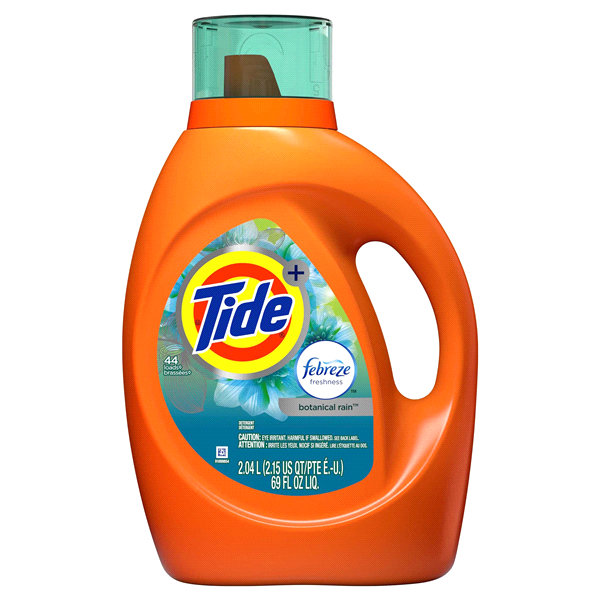 slide 1 of 3, Tide Plus Febreze Freshness Botanical Rain HE Turbo Clean Liquid Laundry Detergent, 69 oz