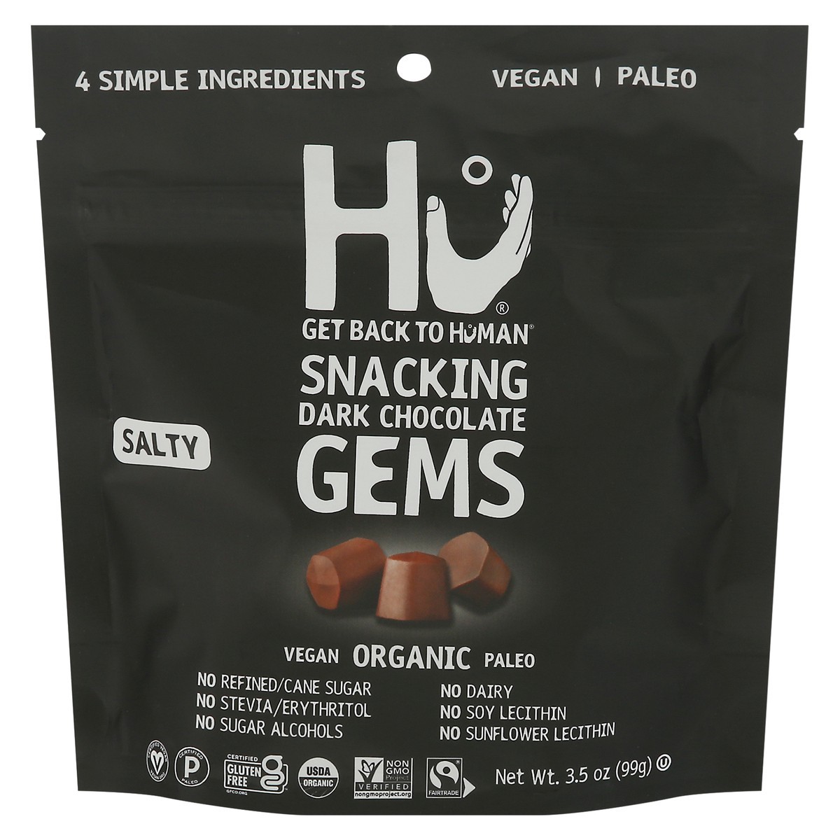 slide 1 of 9, Hu Kitchen Hu Salty Dark Chocolate Snacking Gems - 3.5oz,