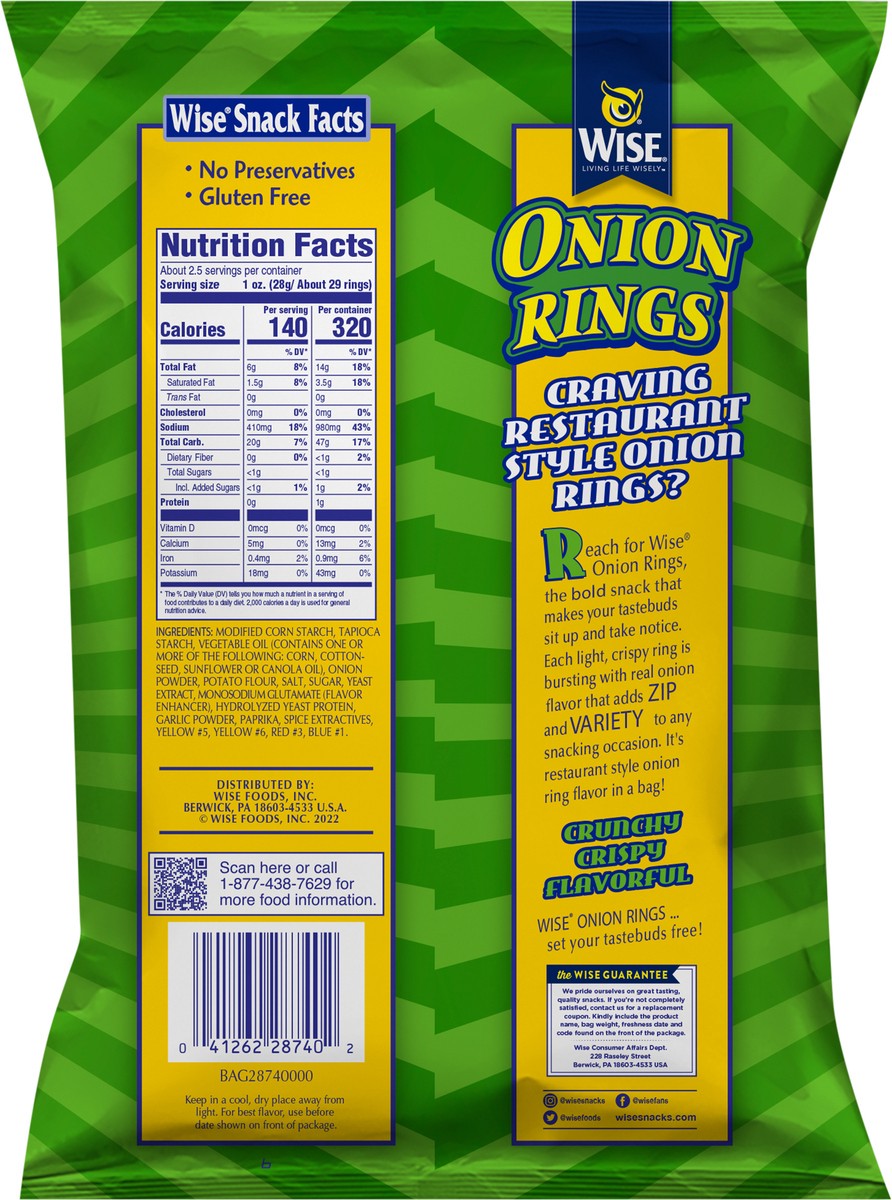 slide 3 of 3, WISE Onion Rings 2.375 OZ, 2.75 oz
