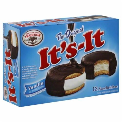 slide 1 of 1, It's-It Vanilla Ice Cream Sandwiches, 66 fl oz