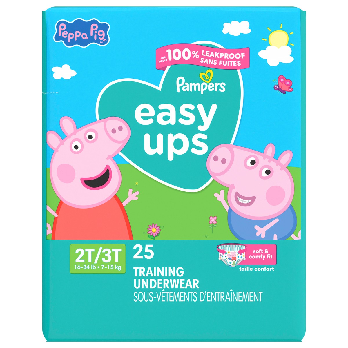 slide 1 of 4, Pampers Easy Ups Training Underwear Peppa Pig Size 4 (2T3T), 25 Count, 25 ct