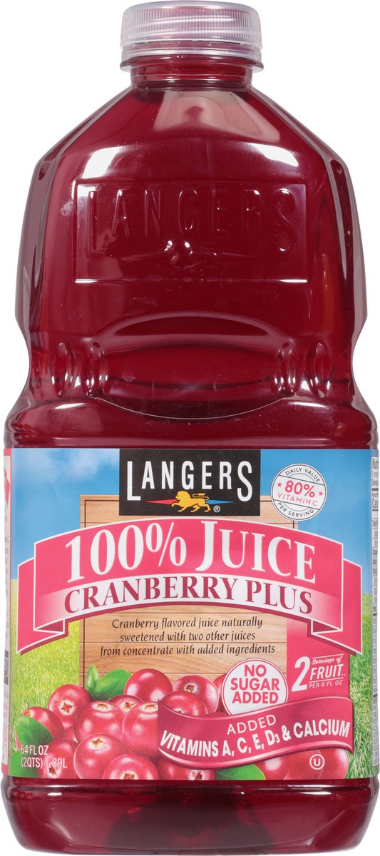 slide 12 of 12, Langers Cranberry Plus 100% Juice 64 fl oz, 64 fl oz