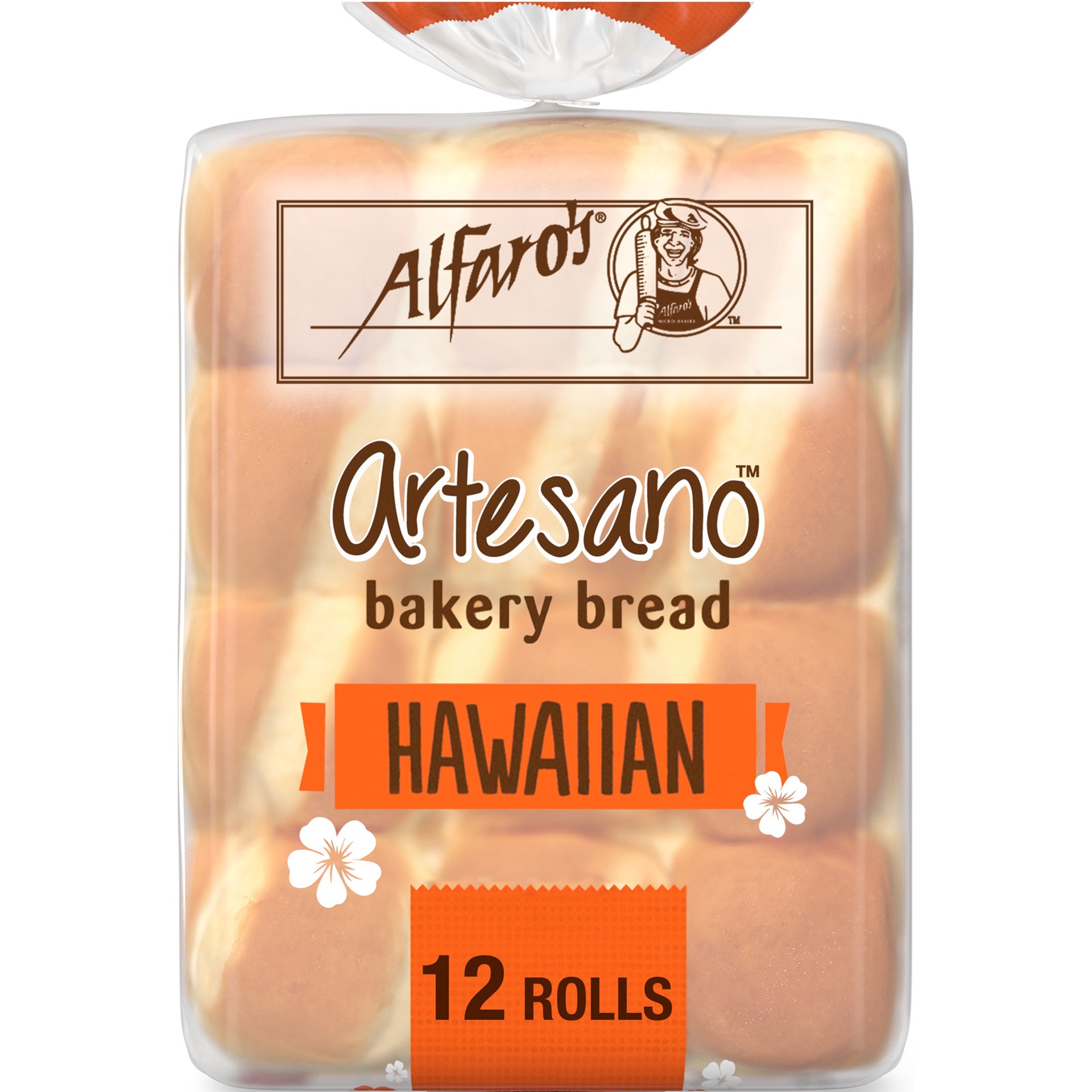 slide 1 of 5, Alfaro's Artesano Hawaiian Dinner Rolls, 12 count, Sweet Hawaiian Rolls, 18 oz Bag, 12 ct