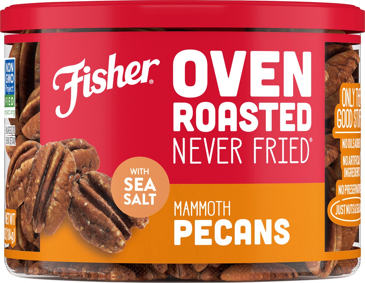 slide 1 of 9, FISHER SNACK Pecans, 6.5 oz