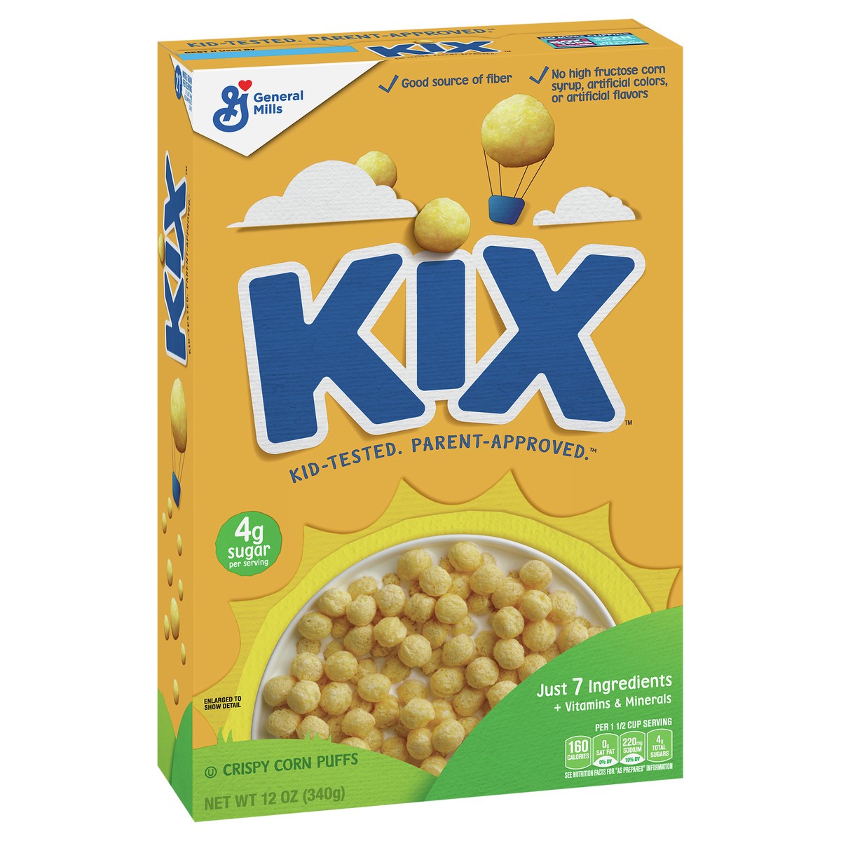 slide 4 of 9, Kix Whole Grain Breakfast Cereal, Crispy Corn Cereal Puffs, 12 oz, 12 oz